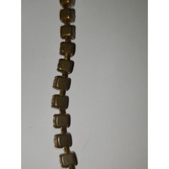 A Costume Jewelry Necklace Vintage Milk Glass Rhinestones Gold Tone Choker As-Is - Picture 11 of 12